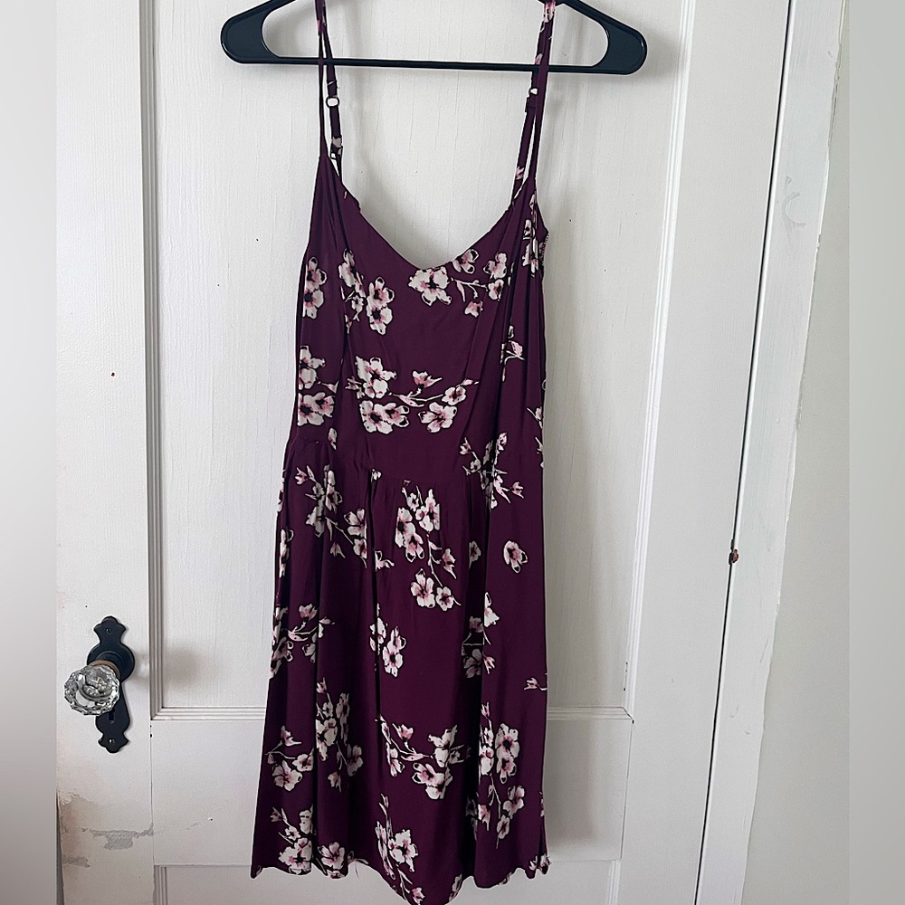Garage Maroon Floral Mini Dress